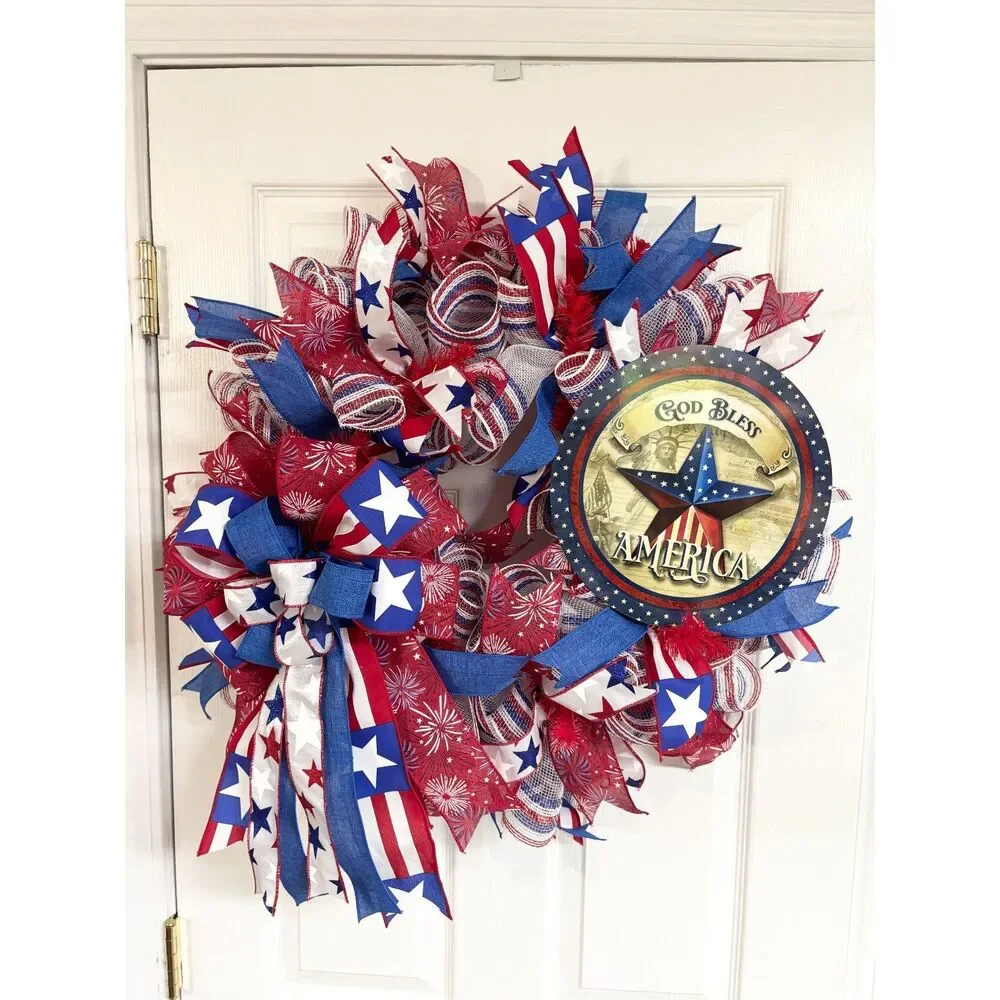 God Bless America Fourth July Wreath